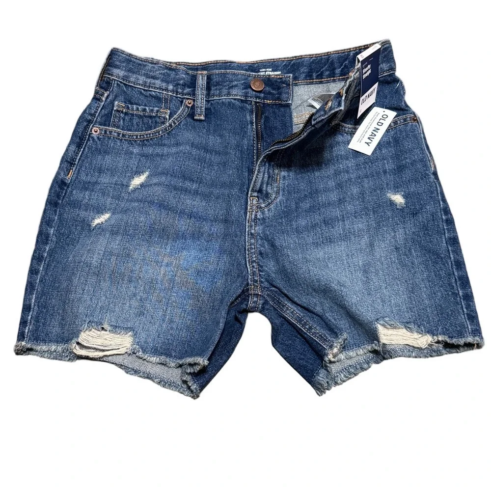 Old Navy High-Rise Slouchy Straight Distressed Denim Shorts Girl Size 12